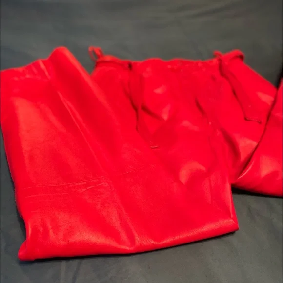 100% Leather Red Pants